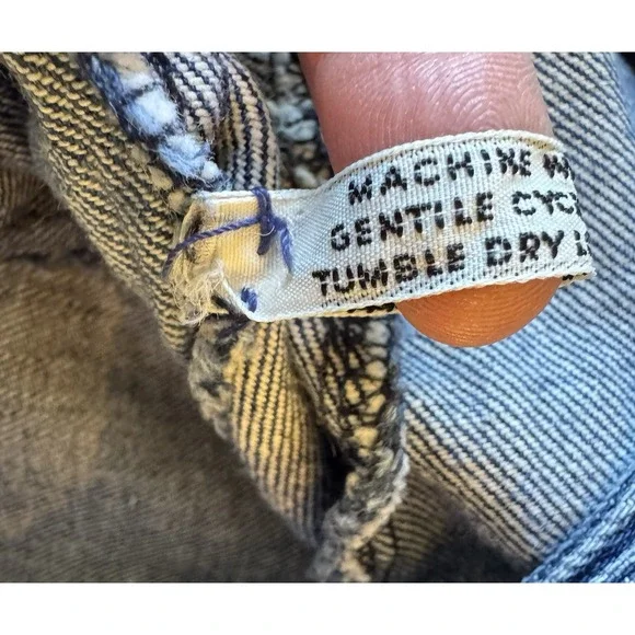 VTG Krazy Krinkle Denim Jean Jacket Women Large Distressed 80s 90s *flaw - Picture 6 of 10